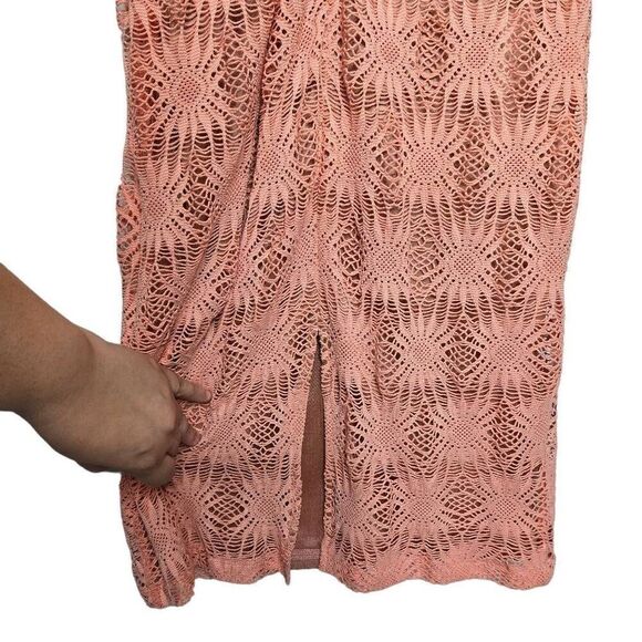 Alexia Admor Lace Overlay Peach Pink Sleeveless Midi Dress Size Small - Picture 8 of 10